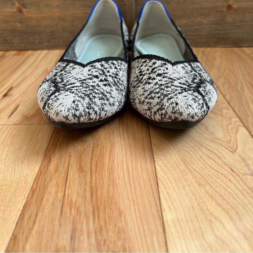 Rothy's The Point Black & White Python Print Flat… - image 2